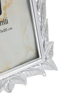 Cornice Leavy Silver 21,2x1,7x26,8 cm in Resina e Vetro Argento      