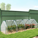 Mini Serra da Giardino 360x90x90 cm a 4 Porte Arrotolabili con Copertura Allungata in Acciaio e PE Trasparente      