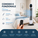 Ventilatore a Torre 60W Telecomando Raffrescatore Verticale Salvaspazio Bianco      