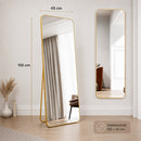 Specchio da Terra e da Muro Rettangolare 155x45 cm Struttura in Alluminio Oro      