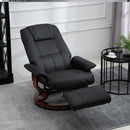 Poltrona Relax Reclinabile Manualmente fino 145° con Poggiapiedi e Rivestimento in Finta Pelle Nero      