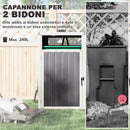 Copri Bidoni Spazzatura a 2 Sezioni 146x81x122 cm con Coperchio Sollevabile in Acciaio Zincato Grigio Scuro      