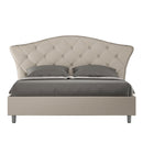 Letto Matrimoniale con Testata Imbottito in Similpelle Langre Tortora Varie Misure