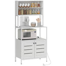 Credenza Cucina Mobile Dispensa 80x42x171 cm in Legno e Acciaio Bianco  