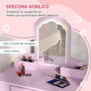 Set Toeletta per Bambina con Specchio in Acrilico e Sgabello Abbinato in Legno Rosa      