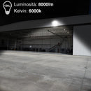 Set 2 Fari Led 25x28,5x18 cm Potenza 100W Luce Bianca Alta Luminosità 8000 lm in Alluminio e Vetro Nero      