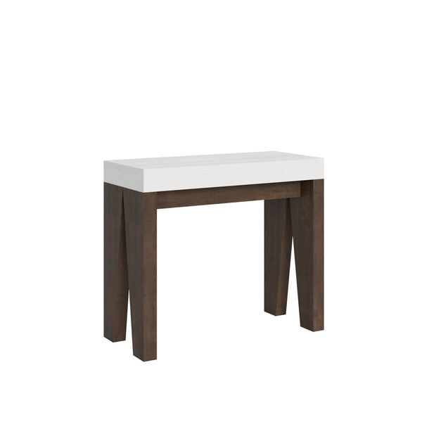 Consolle Allungabile 90-300x40x77 cm in Nobilitato Bianco e Noce sconto
