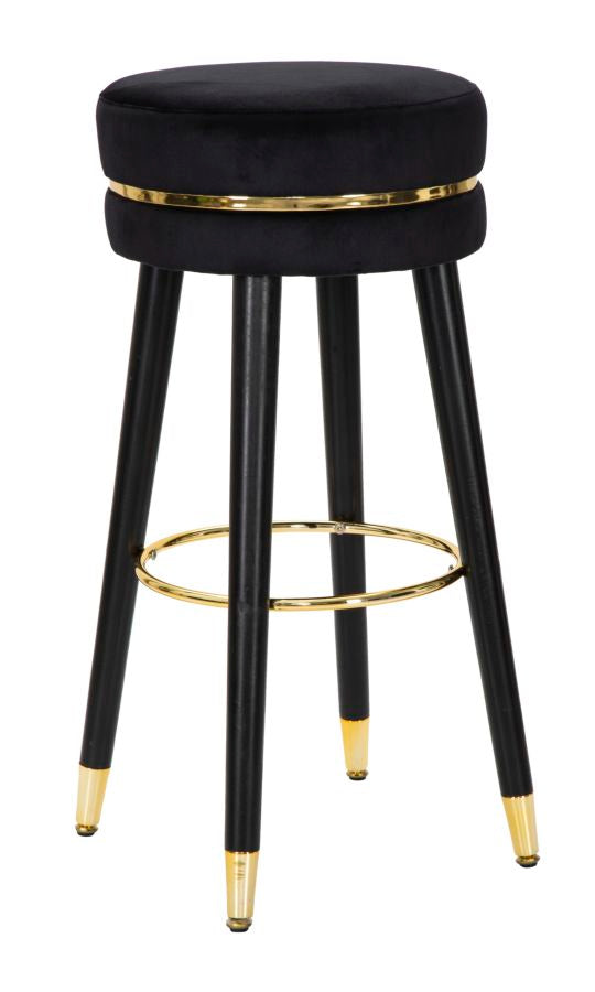 acquista Sgabello Bar Paris Ø35x74 cm in Legno e Tessuto Vellutato Nero