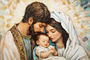 Stampa Dipinta su Tela Laccata Natività con Cornice 122x4x82 cm in Abete e Tela e Plastica      