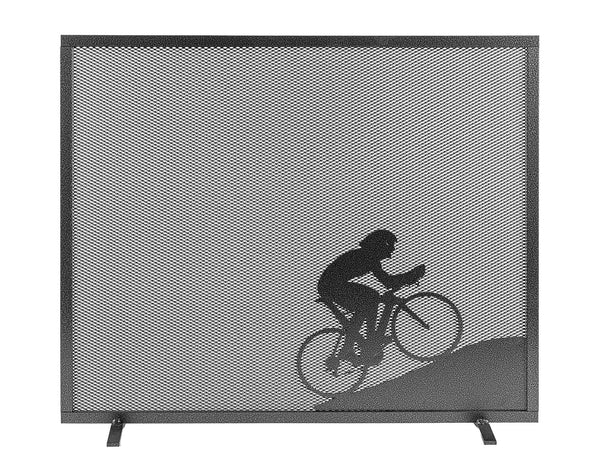 online Parascintille per Camino a 1 Anta Design Ciclista 60x51 cm in Ferro Verniciato Grigio Martellato
