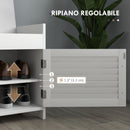 Panca Scarpiera con Vano Contenitore e Ripiani 90x36x50 cm in MDF e Simil Lino Grigio  