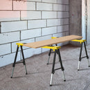 Set 2 Cavalletti da Lavoro Pieghevoli Telescopici Altezza Regolabile in Metallo  Giallo e Nero