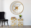 Orologio Specchio 90x5,5x90 cm in Ferro e MDF e Specchio Oro      