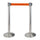 2 Colonnine Tendinastro 3 metri in Acciaio Inox Spazzolato Ø36x101 cm Nastro Arancione