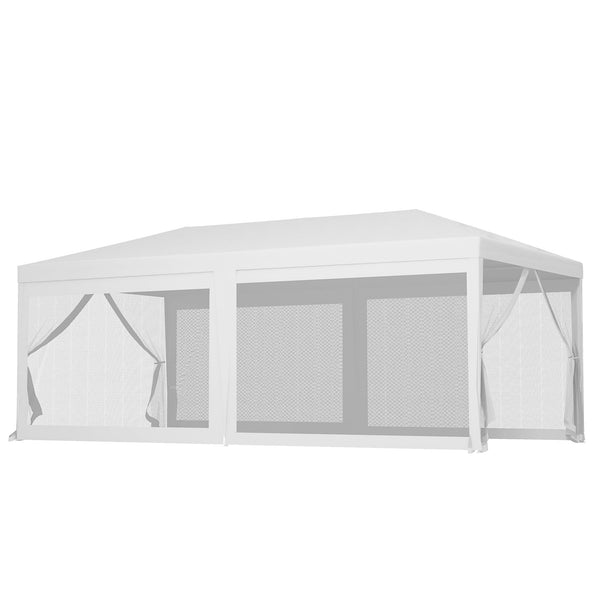 Gazebo da Giardino per Feste con 6 Pareti Rimovibili a Zanzariera 582x295x255cm Bianco sconto