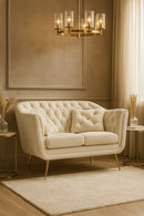 Divanetto Budapest Crema con Cuscini 130x83x91 cm in Compensato e Spugna e Ferro e Poliestere Crema      