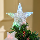 Albero di Natale Artificiale 120 cm in Fibra Ottica con 16 LED a Forma di Stella 