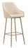Sgabello Bar Alaska A Crema Set 2 Pz 52x46x111 cm in Compensato e Spugna e Ferro e Poliestere Crema