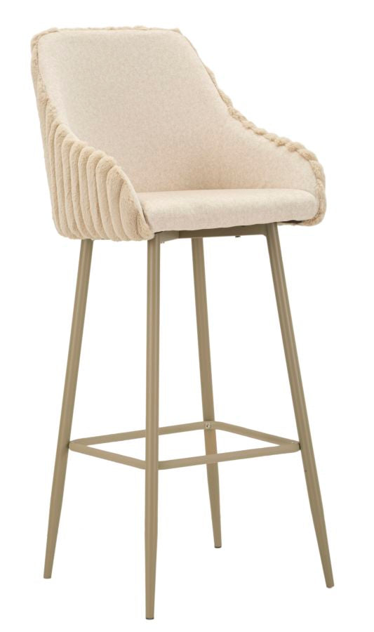 Sgabello Bar Alaska A Crema Set 2 Pz 52x46x111 cm in Compensato e Spugna e Ferro e Poliestere Crema sconto