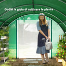 Serra a Tunnel 4x3 m con Rete Ombreggiante Extra Finestre e Ingresso a Zip in PE e Acciaio Verde      