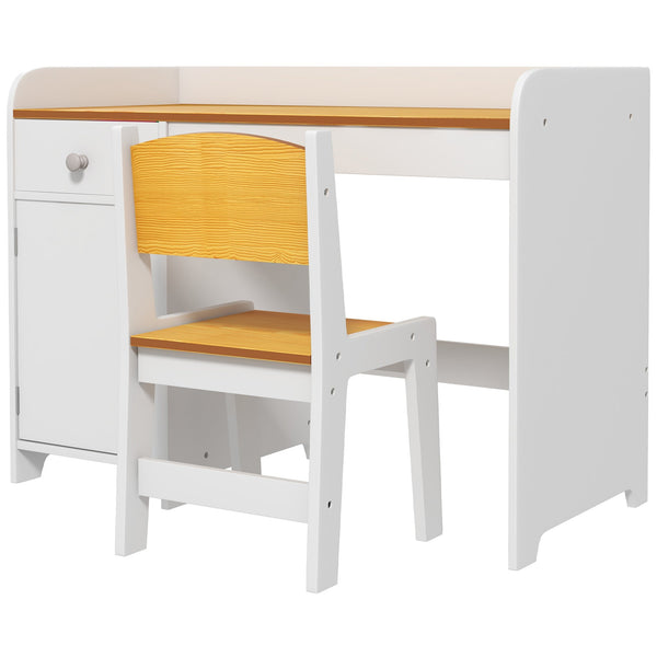 acquista Banco Scuola con Sedia per Bambini con Cassetto e Armadietto in Legno Bianco