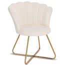 Sedia Relax con Schienale e Seduta in Velluto Beige Struttura Metallo