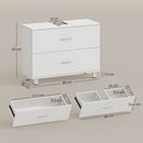 Mobile Sottolavabo Moderno 80x30x60 cm con 2 Cassetti e Intarsio a U in Legno Bianco      