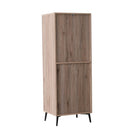 Vetrinetta Stile Classico con 2 Ante e 1 Scompartimento in Legno Rovere e Nero 48x40x132 cm 