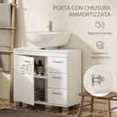 Mobile Sottolavabo Bagno 70x30x 64 cm con Armadietto in MDF Bianco      
