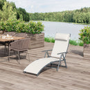 Lettino da Giardino Piscina Pieghevole Schienale Regolabile Crema Bianco 180x63.5x65 cm