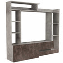 Parete Attrezzata Soggiorno Entry 180x28/40x165 h cm in Truciolare bilaminato Marmo