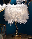 Lampada da Tavolo Cart Bianca Ø25x47 cm in Ferro e Plastica Oro e Bianco      