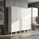 Armadio Spoiatoio 40x40x179 cm con Porta Chiudibile Portanome e Asta Appendiabiti in Metallo Bianco      