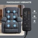 Poltrona Elettrica Alzapersona Reclinabile 135° con Poggiapiedi in Tessuto Effetto Lino Grigio Scuro      