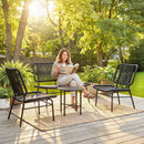 Set 4 Pezzi Salotto da Giardino con Divano 2 Sedie con Tavolino in  Rattan e Metallo Nero      