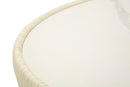 Tavolino da Caffè Elge Ø71x38 cm in Ferro e Ceramica e Poliestere Crema e Oro e Bianco      
