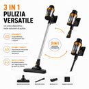 Scopa Elettrica 600W Senza Fili Aspirapolvere 3 in 1 Contenitore Polvere 1000 ml Nero e Oro      