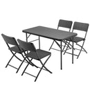 Set Tavolo e 4 Sedie Pieghevole Arredo Giardino in Polyrattan Nero      