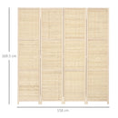 Paravento Separè 4 Ante H170 cm in Legno e Bambù Marrone