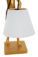 Lampada da Tavolo Rabbit Stand 26x16x47 cm in Resina e Ferro e Tessuto Oro e Bianco      