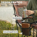 Set 2 Sedie da Campeggio Pieghevoli 80x165x83-90 cm con Poggiapiedi Staccabile in Tessuto Oxford e Metallo Marrone e Nero      