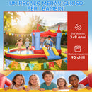 Castello Gonfiabile per Bambini 342x255x209 cm con Scivolo Piscina per Palline Canestro da Basket e Soffiatore in Tessuto Oxford Blu      