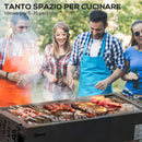 Barbecue a Carbonella 94x39x70 cm 2 Griglie e Cestini Laterali in Acciaio e Metallo Nero   