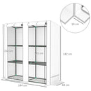 Serra da Giardino  144x48x142-152 cm con 2 Porte Avvolgibili 3 Ripiani e Tasche Laterali in PE Bianco e Grigio      