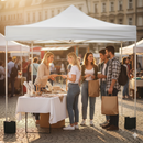 Gazebo Richiudibile Pieghevole 3x3m in Acciaio e PVC Impermeabile Bianco