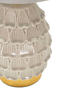Lampada da Comodino Pigny Grigia Ø15x30,5 cm in Ceramica e Ferro e Tessuto Crema      