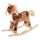 Cavallo a Dondolo Cavalcabile in Peluche e Legno Marrone