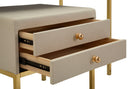 Toeletta Luxury con Specchio e Sgabello 120x45x75 cm in Pino e MDF e Spugna e Specchio e Poliestere e Metallo      