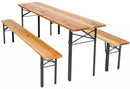 Set Birreria da Giardino Pieghevole in Legno Tavolo 220x80 cm e 2 Panche Vorghini
