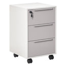 Cassettiera Portadocumenti a 4 Ruote 40x40x63,5 cm a 3 Cassetti con Chiavi di Sicurezza in MDF Bianco e Grigio  